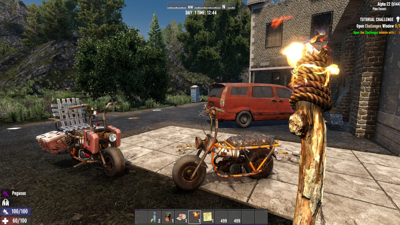 Minibike in 7 Days to Die – early motor vehicle with small storage
