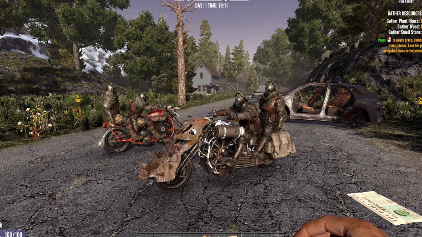 Motorcycle in 7 Days to Die – faster loot runner with large storage