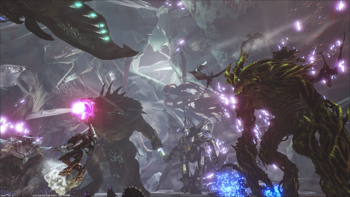 New creatures in ARK: Extinction: Enforcer, Gasbags, Velonasaur, Gacha, Snow Owl, and Managarmr