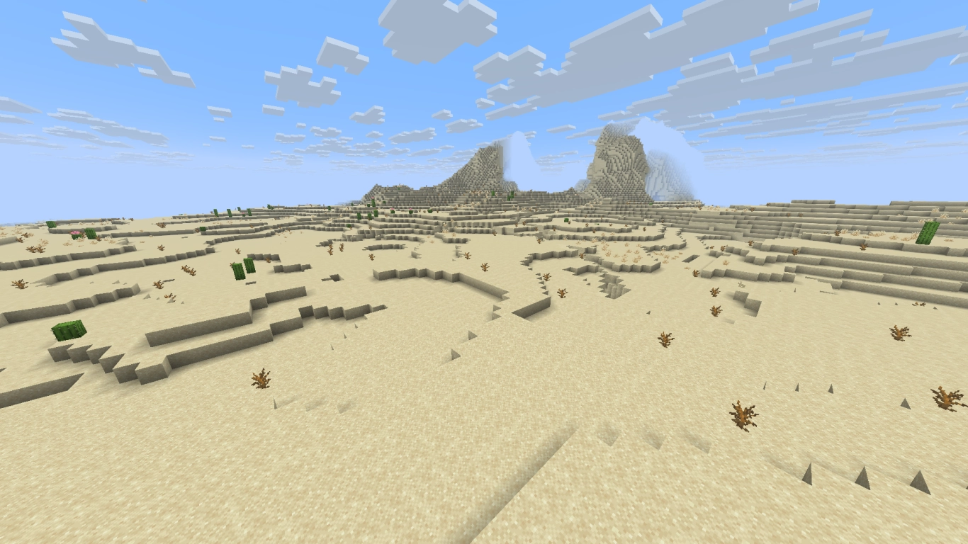 Expansive sand dunes in the Minecraft desert