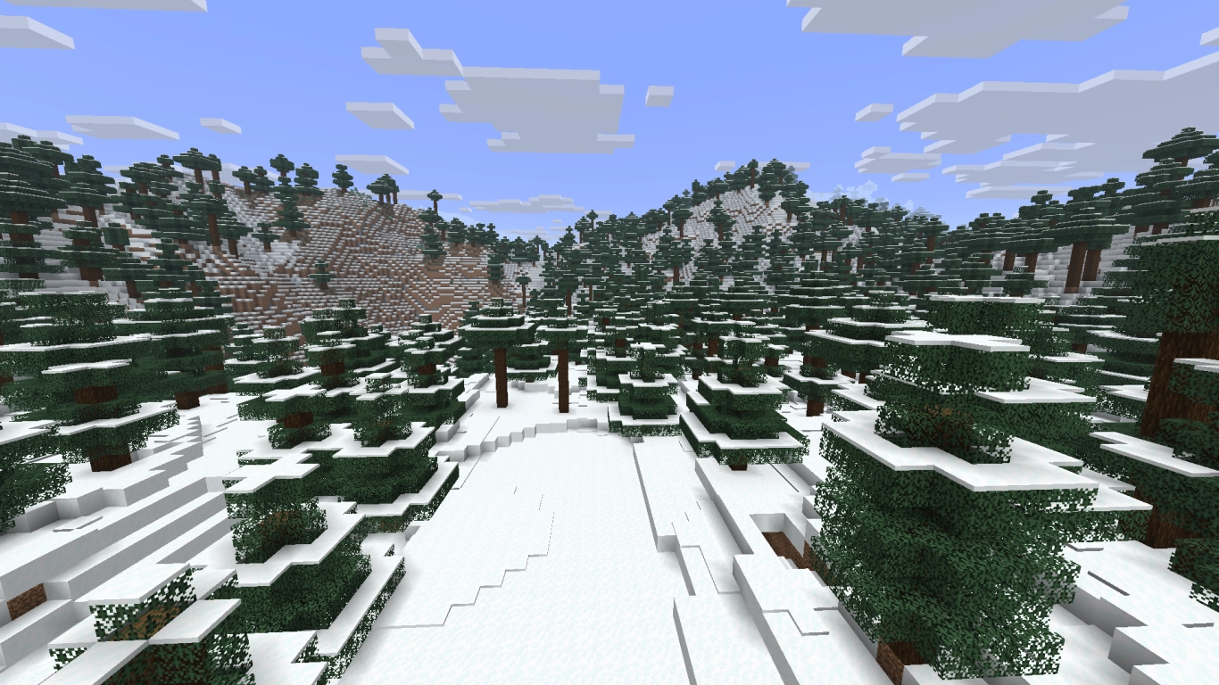 Snowy slopes with spruce forests