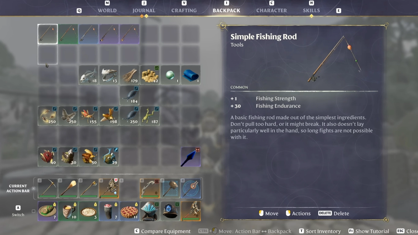 Fabricar y mejorar cañas de pescar en Enshrouded