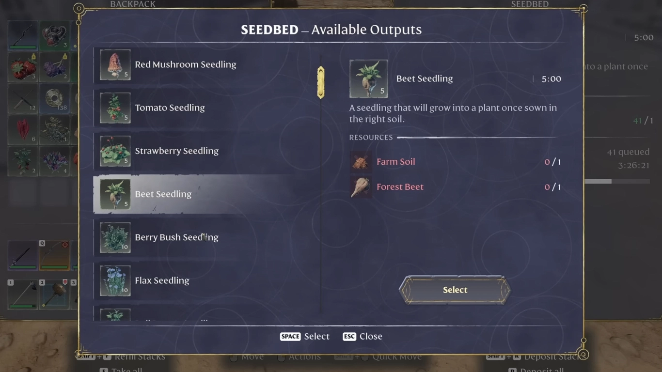 Semillero en Enshrouded: producir semillas y reunir recursos