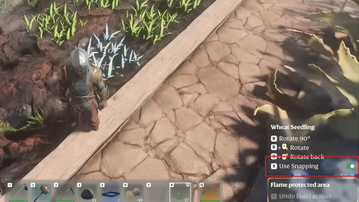 Crear campos en Enshrouded: sembrar semillas y escoger el suelo