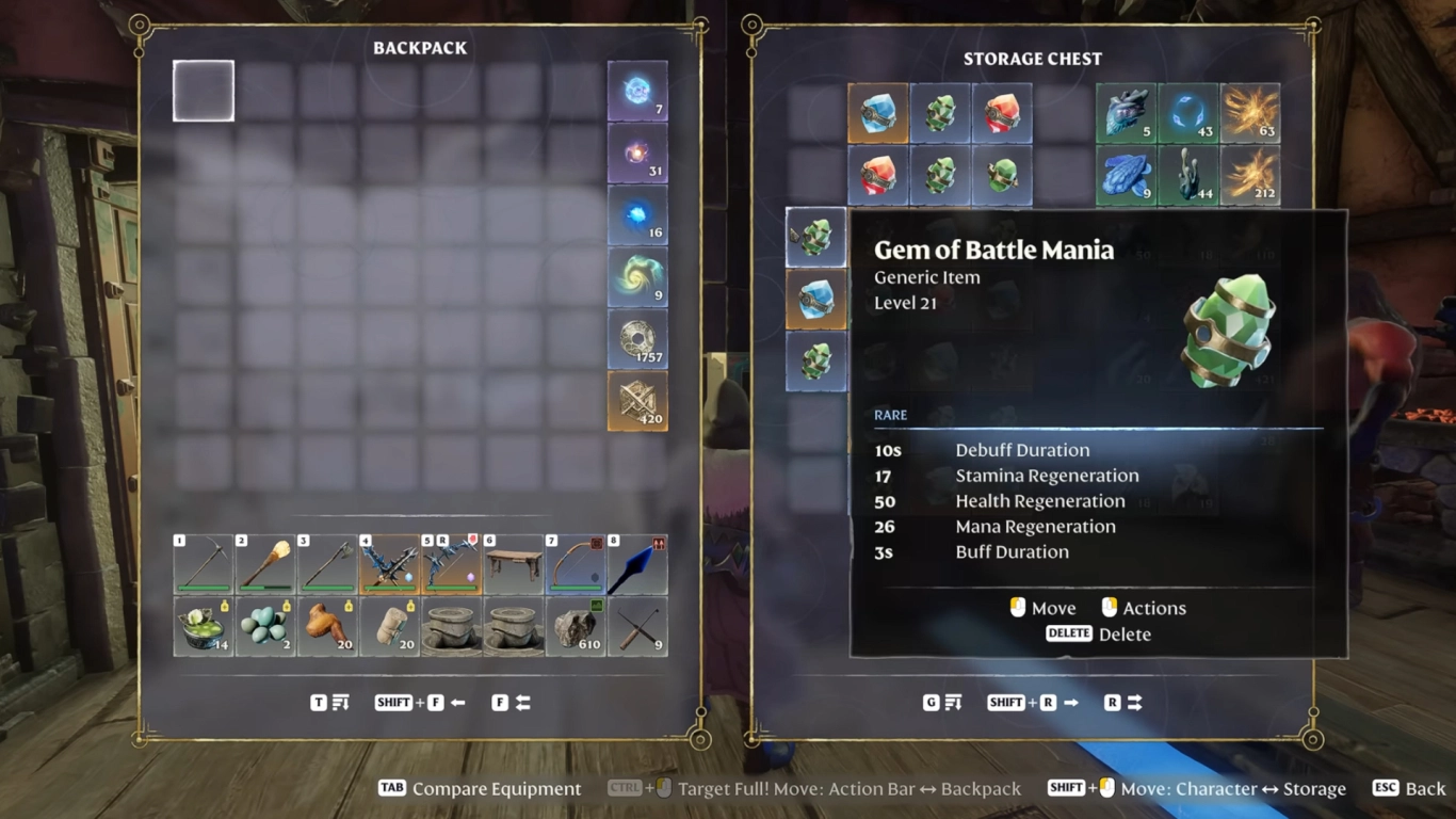 Enshrouded gems: weapon slots and effects