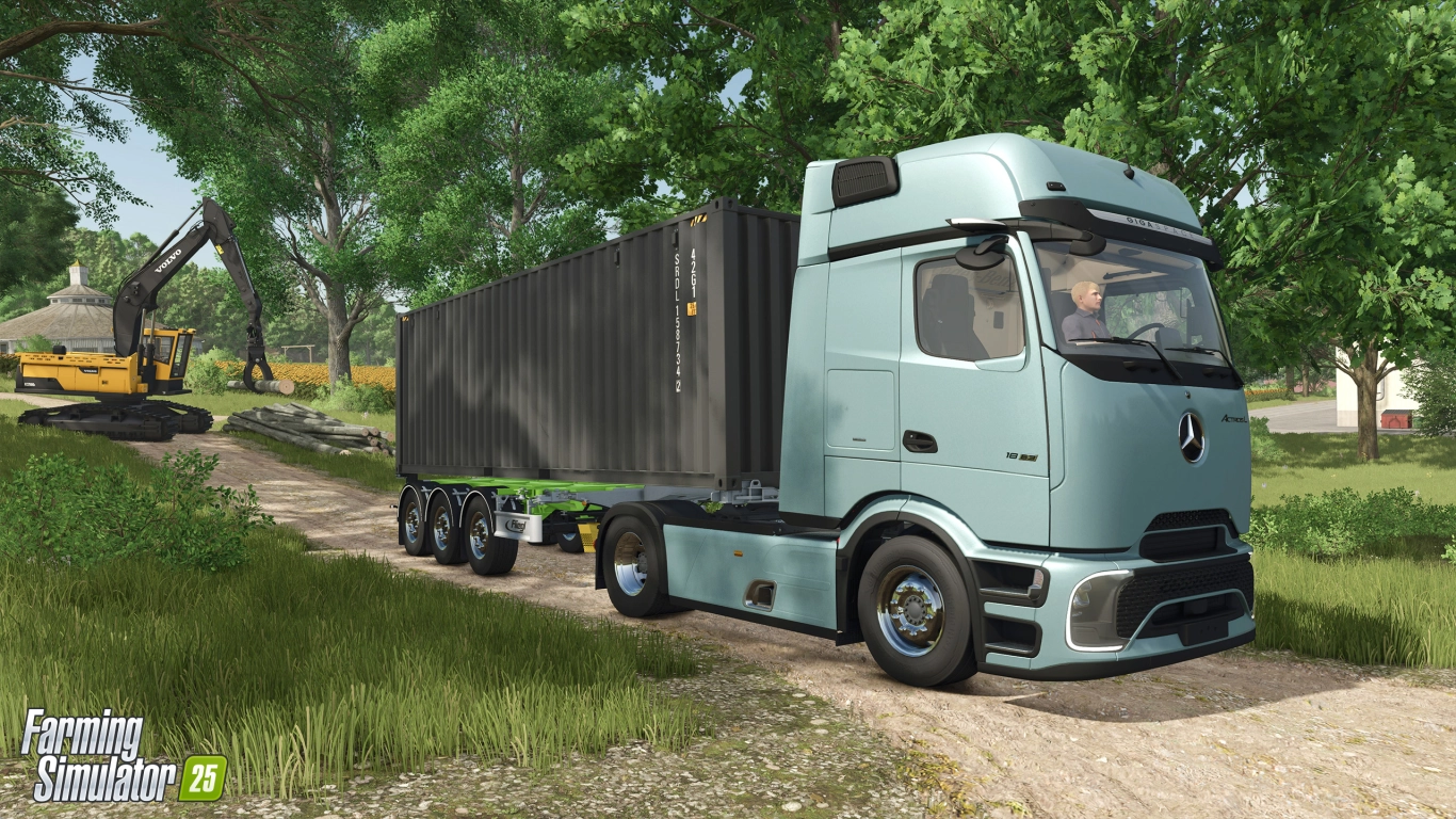 Farming Simulator 25 Mercedes-Benz Arocs en uso todoterreno – Transporte de madera y de obra en el Trucks Pack