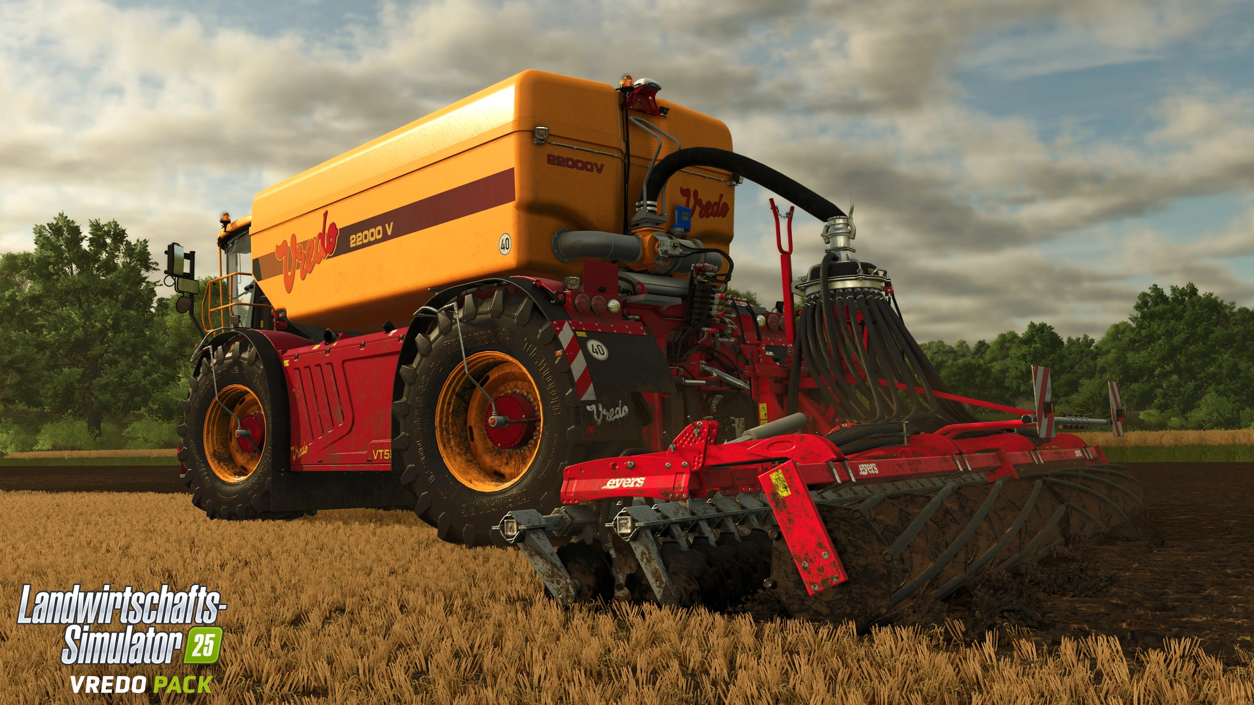 Vredo Pack in Farming Simulator 25 with overseeding and slurry application