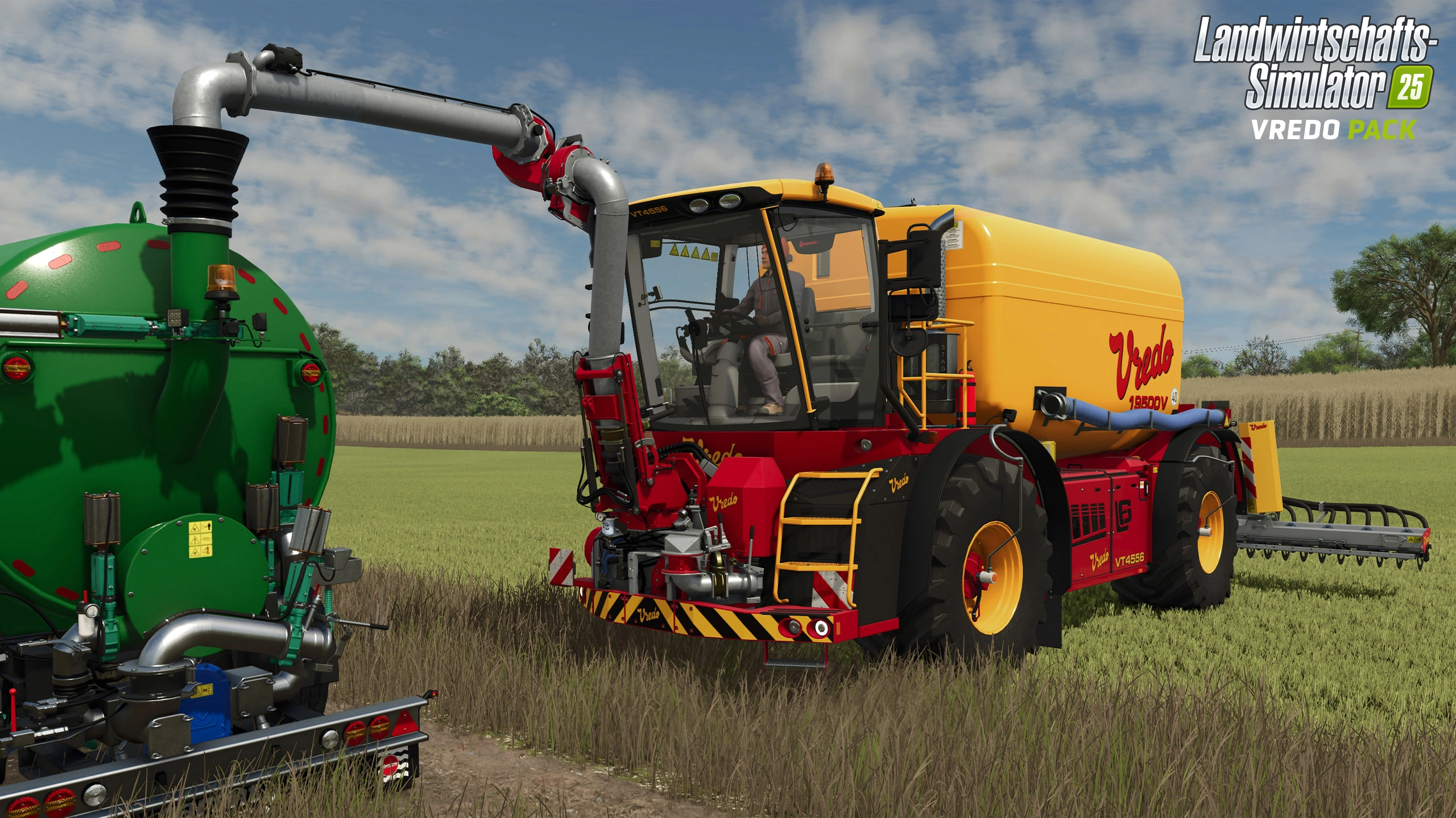 Multiplayer farm with Vredo overseeding and slurry logistics in Farming Simulator 25