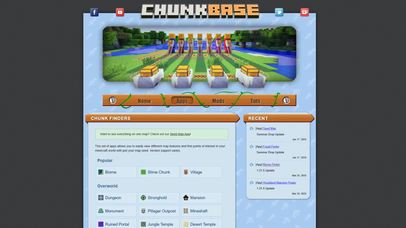 Captura de pantalla del sitio web de Chunkbase