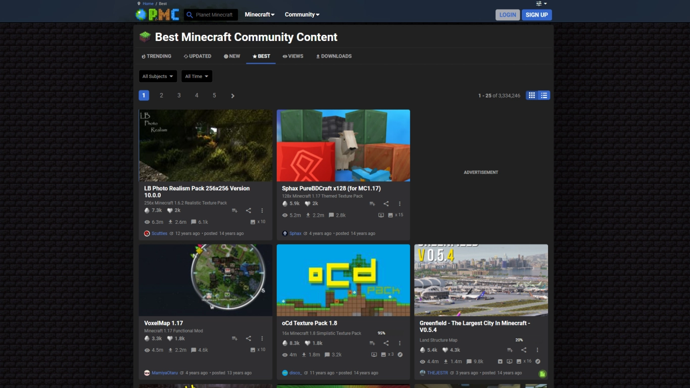 Captura de pantalla de Planet Minecraft