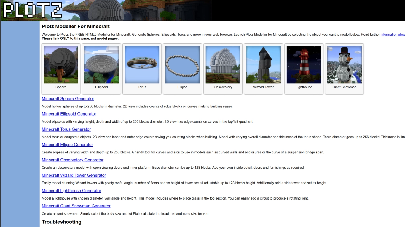 Captura de pantalla del sitio web de Plotz