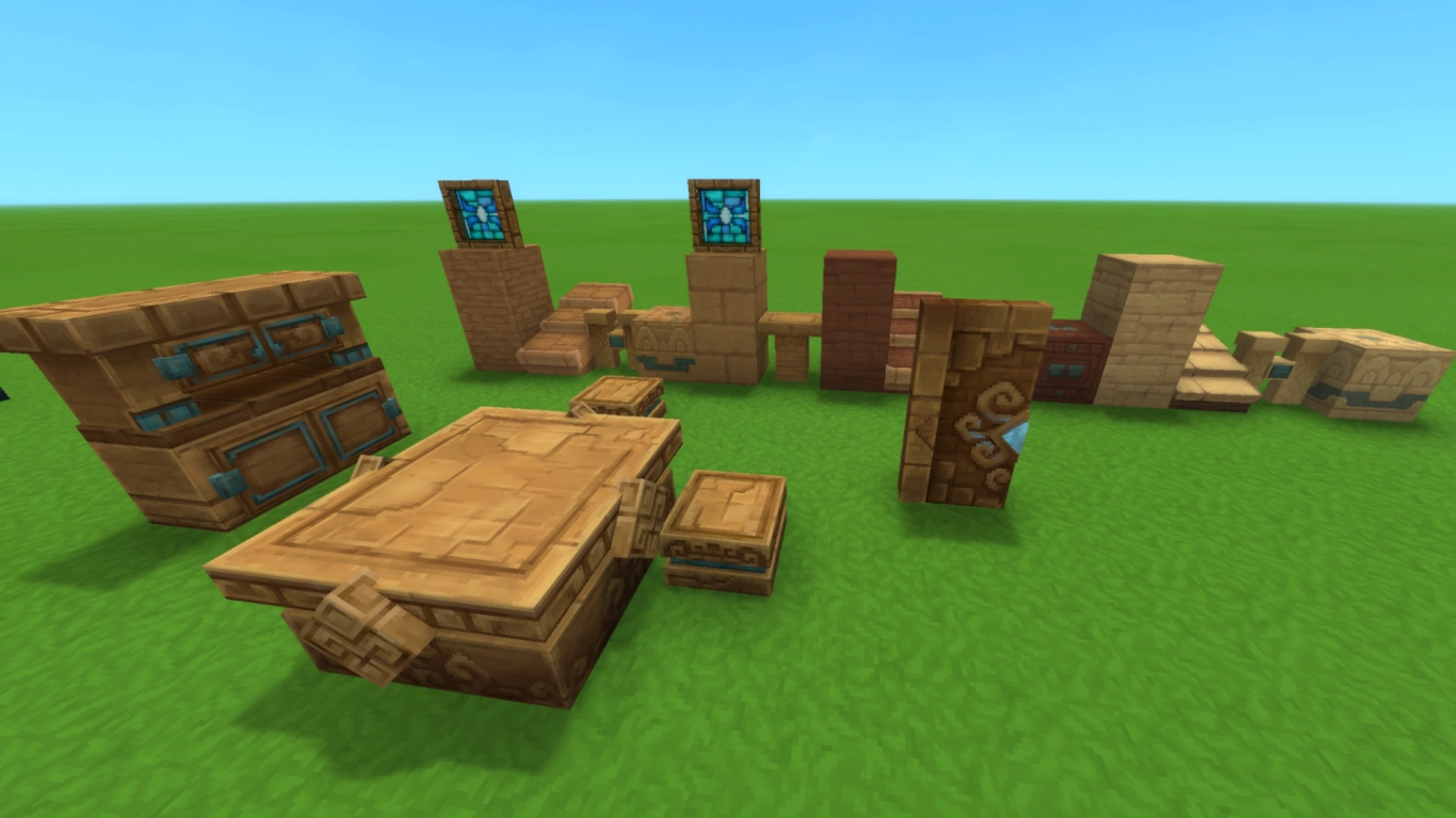 Hytale Sandstone: normal, red, and white; roofs, fences, and furniture variants