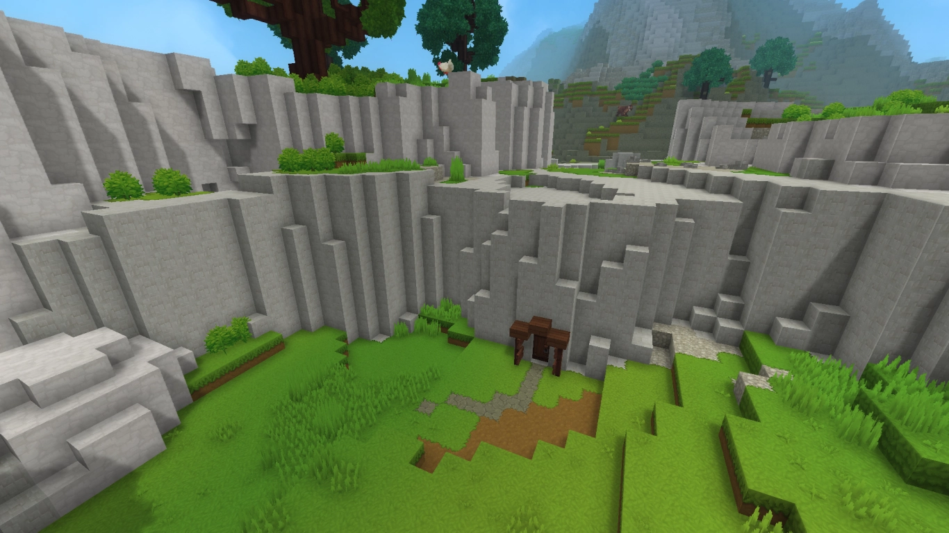 Hytale montes de mármol de Gorge Plains, base híbrida en la roca