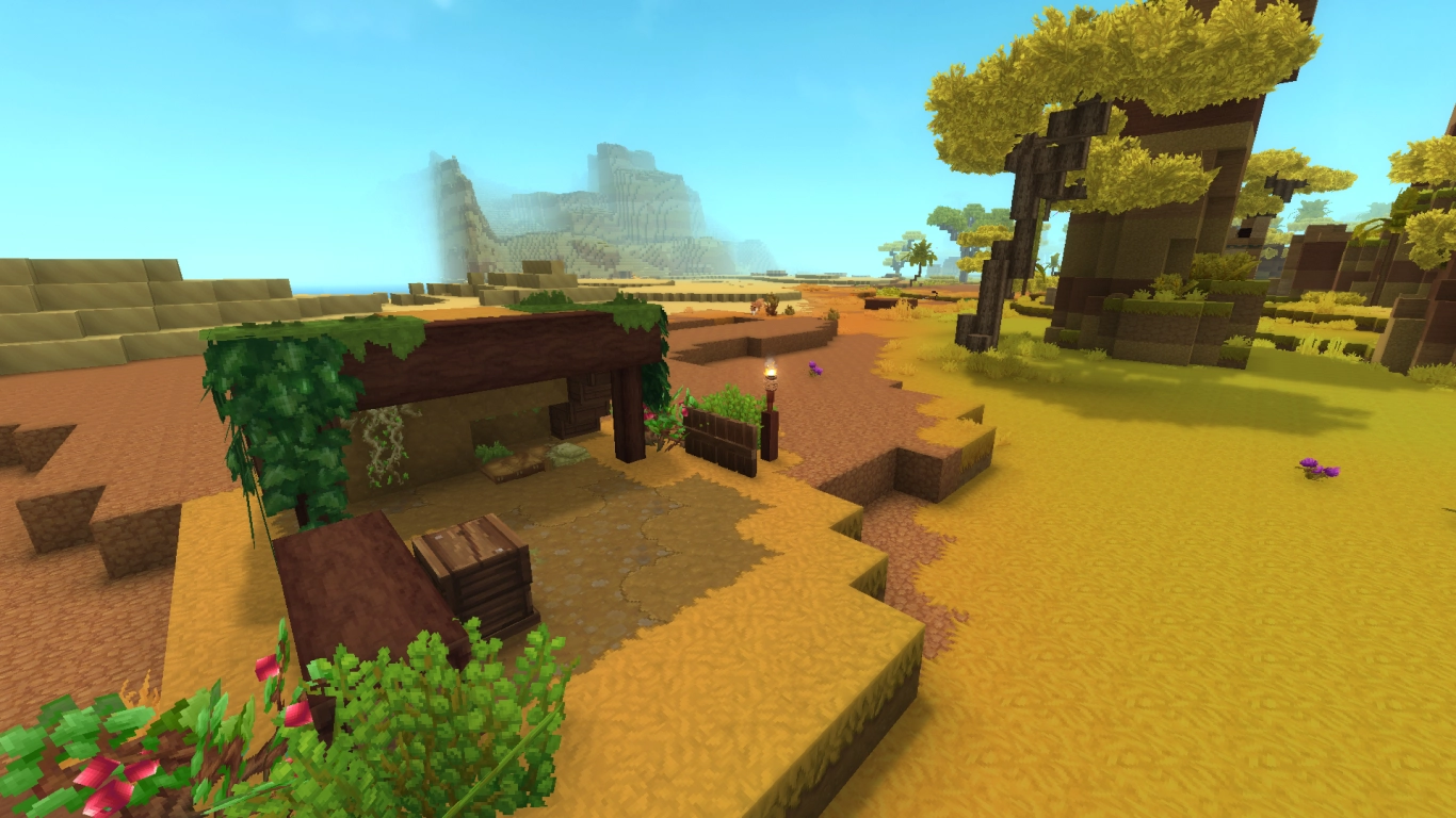 Hytale Howling Sands, campamento en el desierto como puesto avanzado