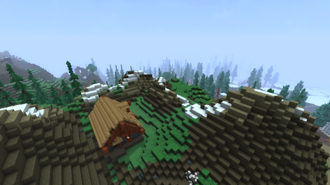 Hytale Whisperfrost Frontiers, base de montaña cabaña alpina en la Zona 3