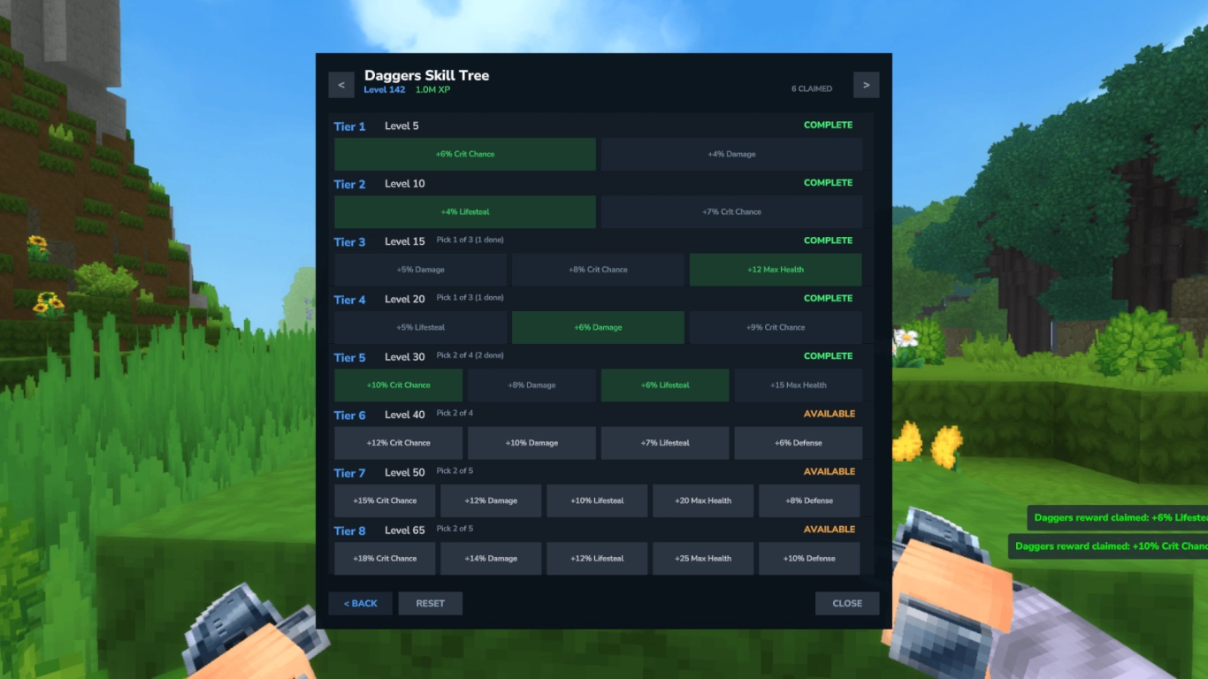 Hytale skill tree and leveling system as a progression idea