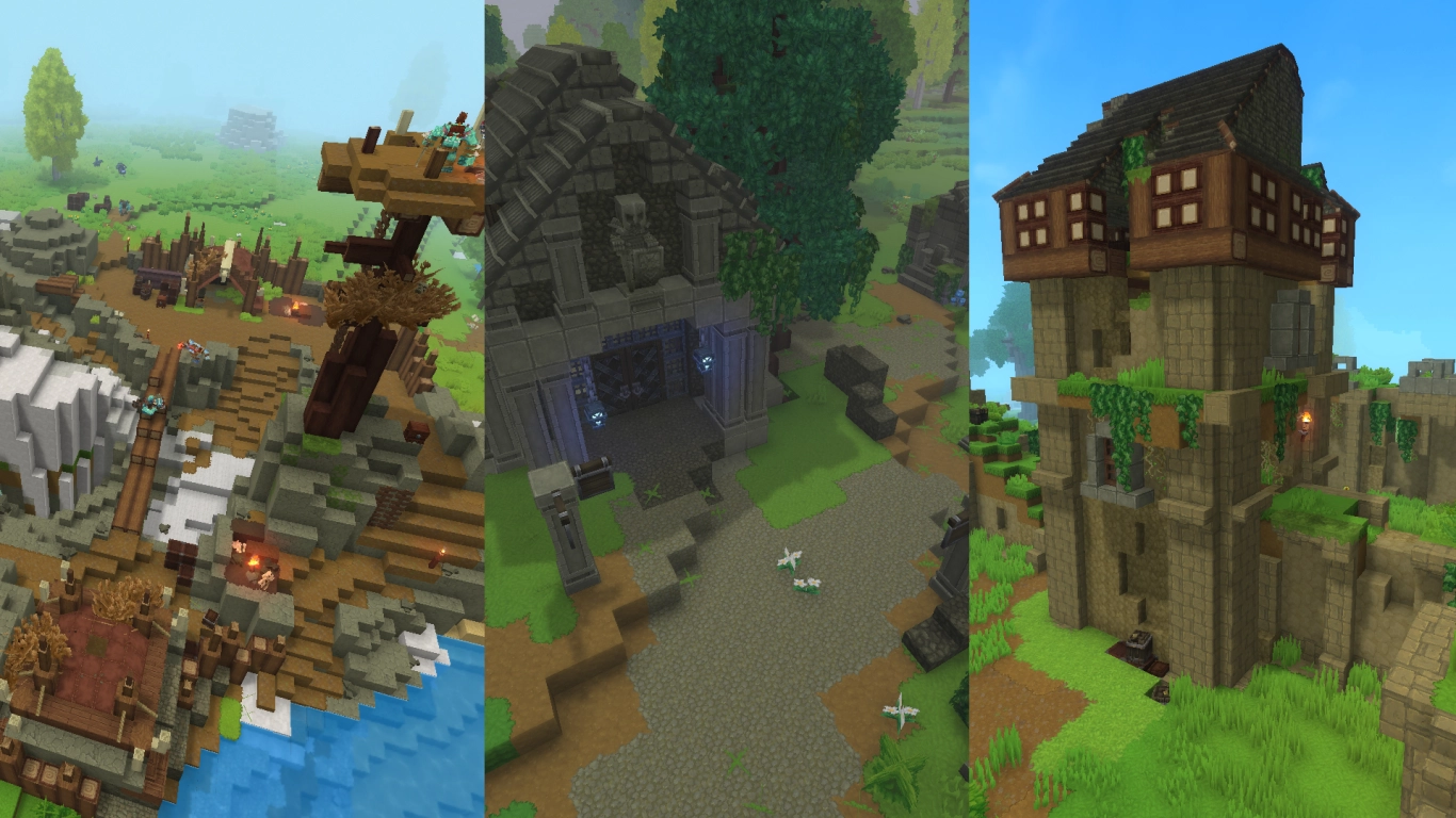 Hytale estructuras en las Emerald Wilds: templos, ruinas y campamentos de trorks