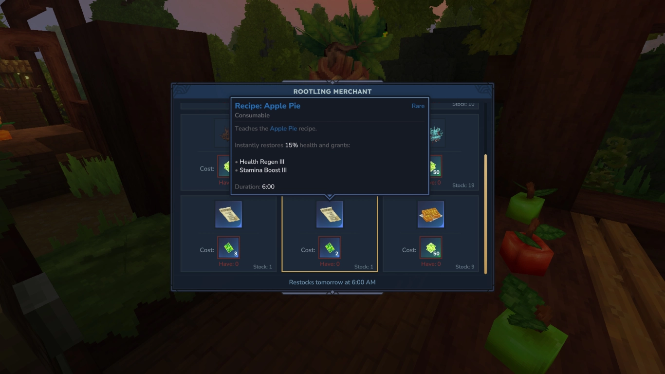 El Rootling Merchant de Hytale vende recetas a cambio de Esencia de la Vida