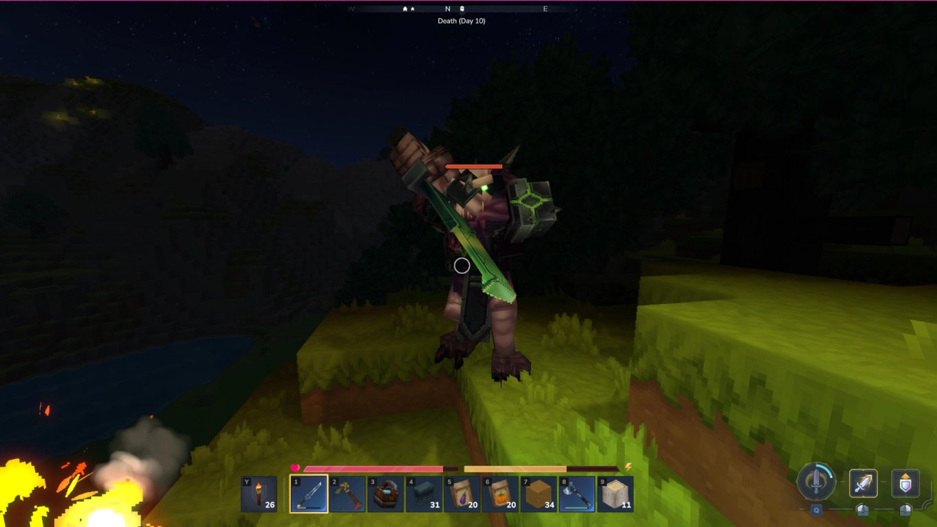 Hytale weapon mechanics with sword attacks and blocking