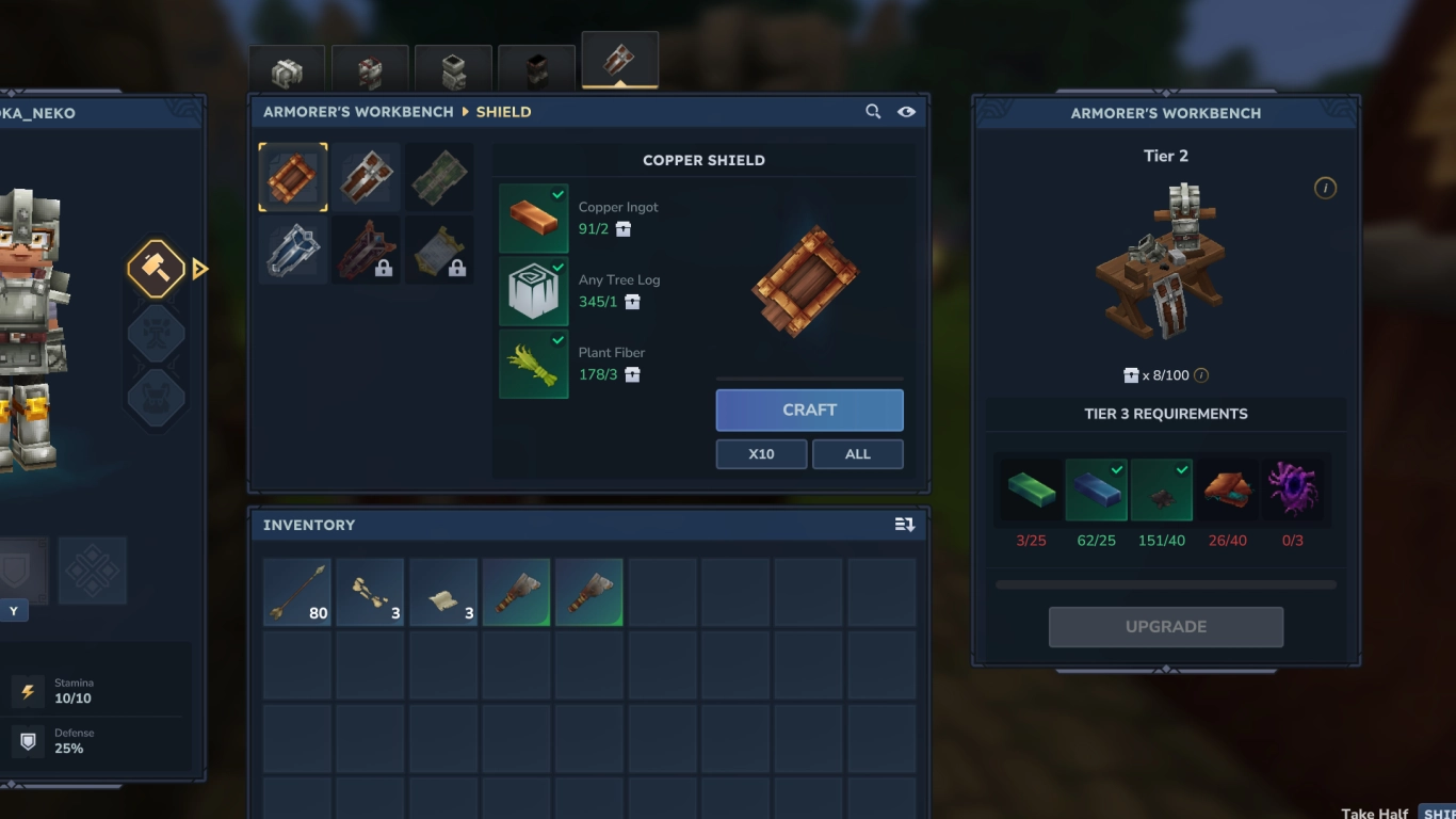 Armor smithy upgrades and resources in Hytale