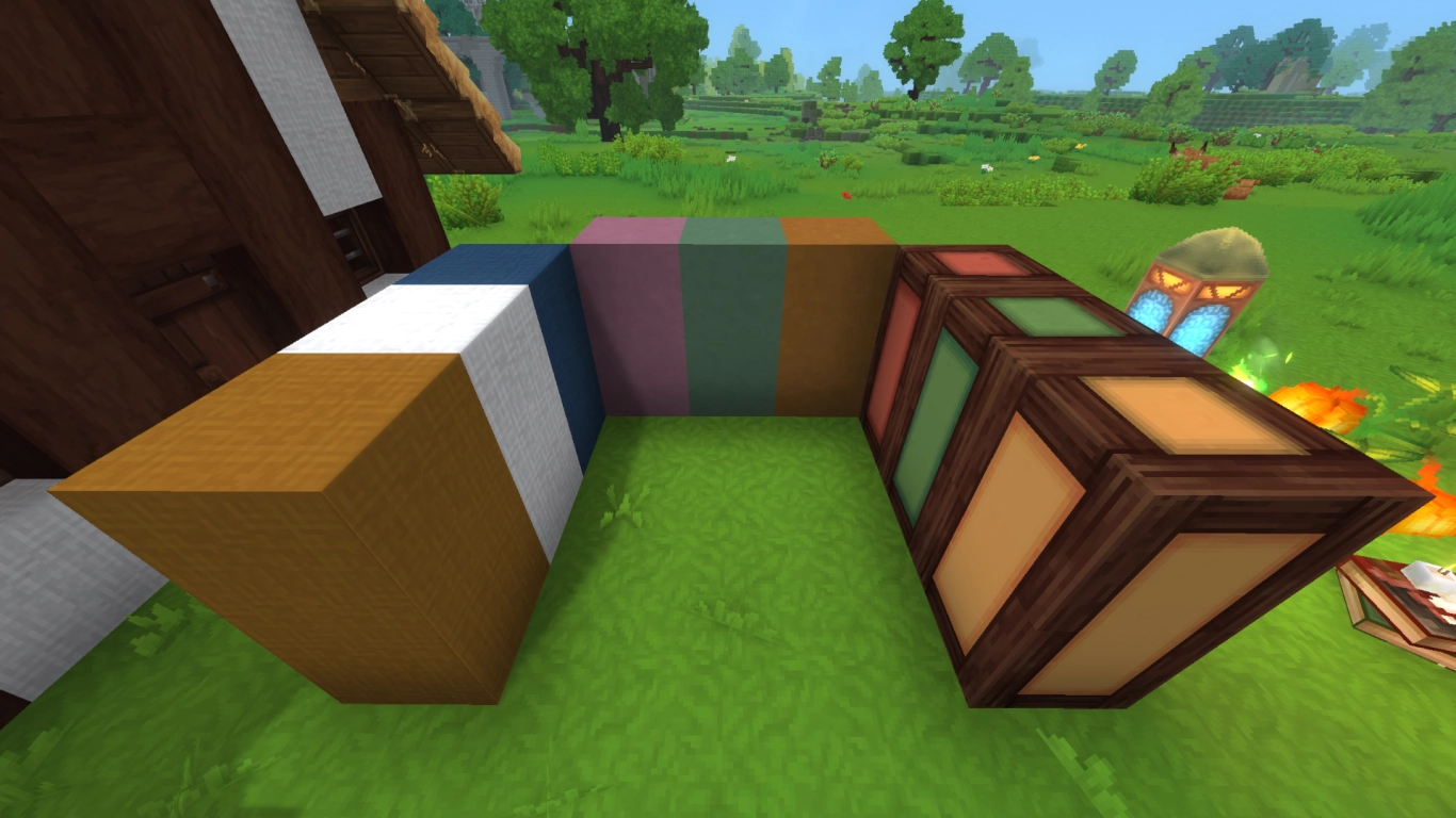 Hytale colorful ceramics, textiles, and timber walls