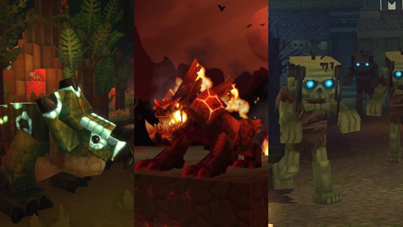 Hytale Zone 4: Fighting Emberwulfs, zombies, magma golems, and dinosaurs