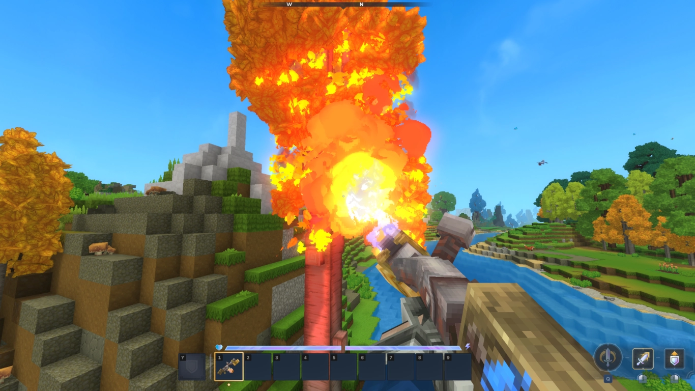 Lanzallamas de Hytale en modo Creativo y mecánica de fuego
