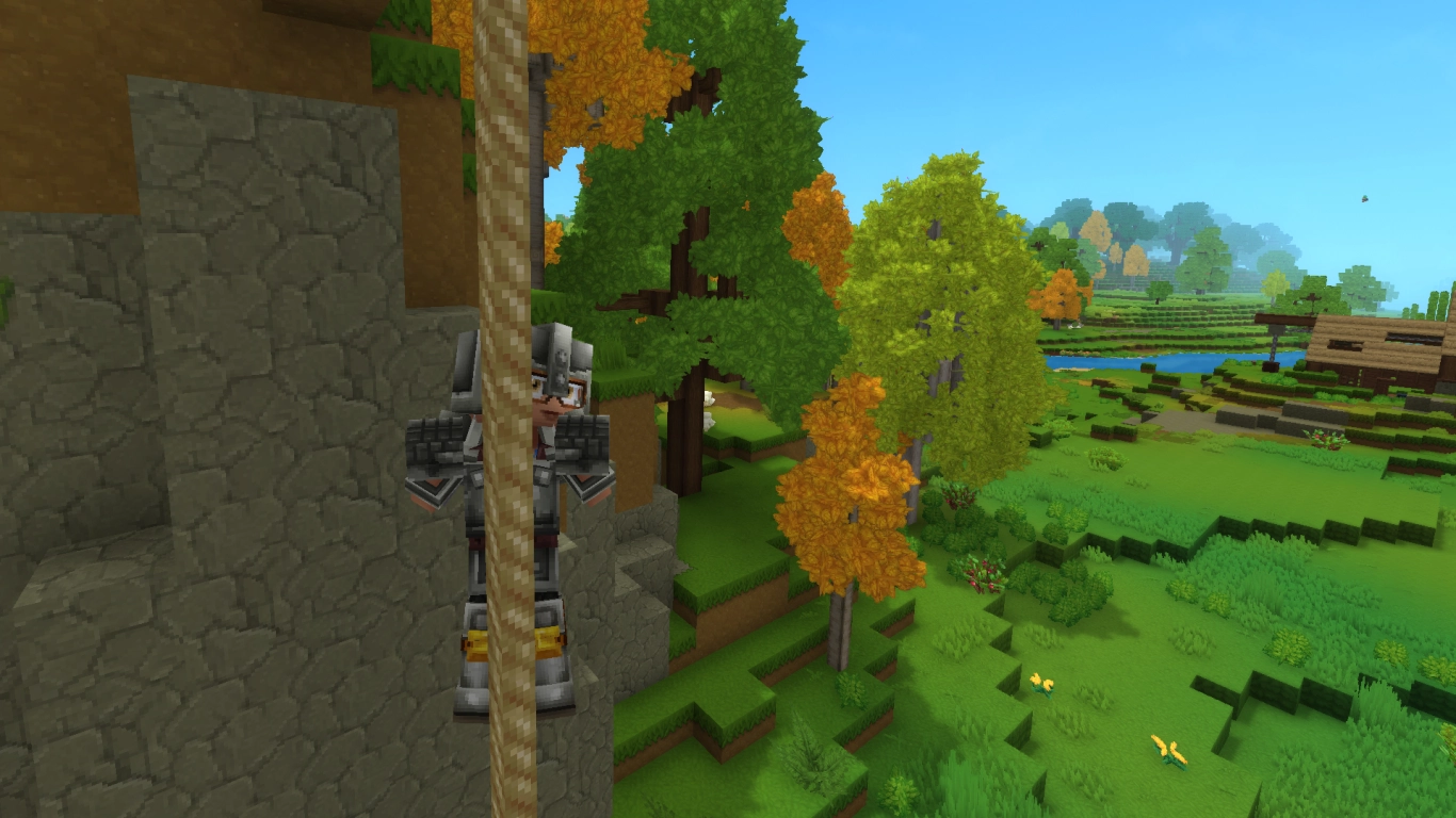 Escalar cuerdas en Hytale con parada, salto y giro