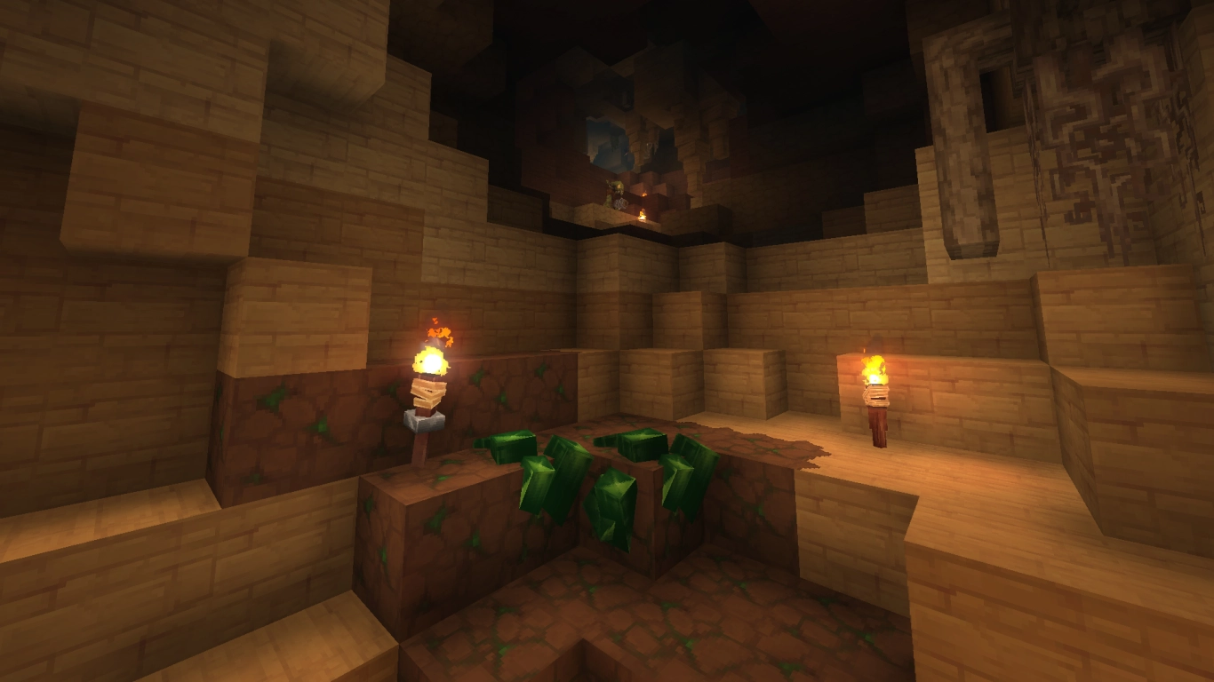 Hytale Zona 2 cueva con torio verde en arenisca