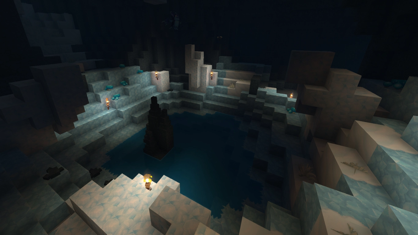 Hytale Zona 3 cuevas de hielo con Shale Slate y Cobalt