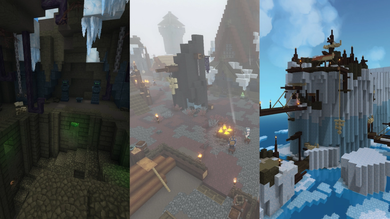 Hytale Whisperfrost Frontiers construcciones aldeas Outlander y lugares rituales