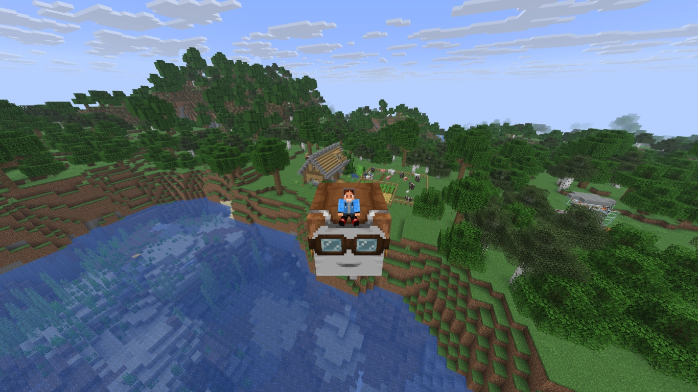 Cheerful Ghast in Minecraft as a flying device