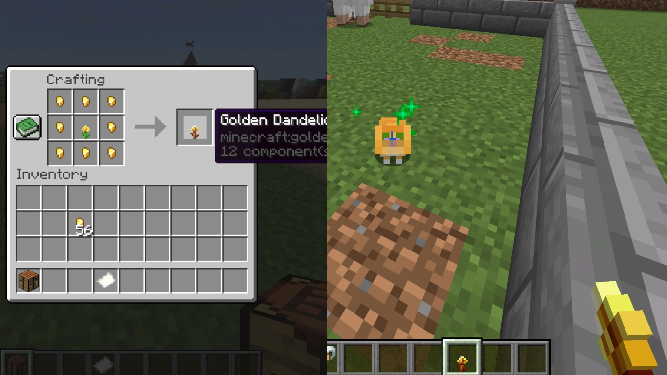 The Golden Dandelion in Minecraft keeps baby mobs permanently small in the 26.1 update