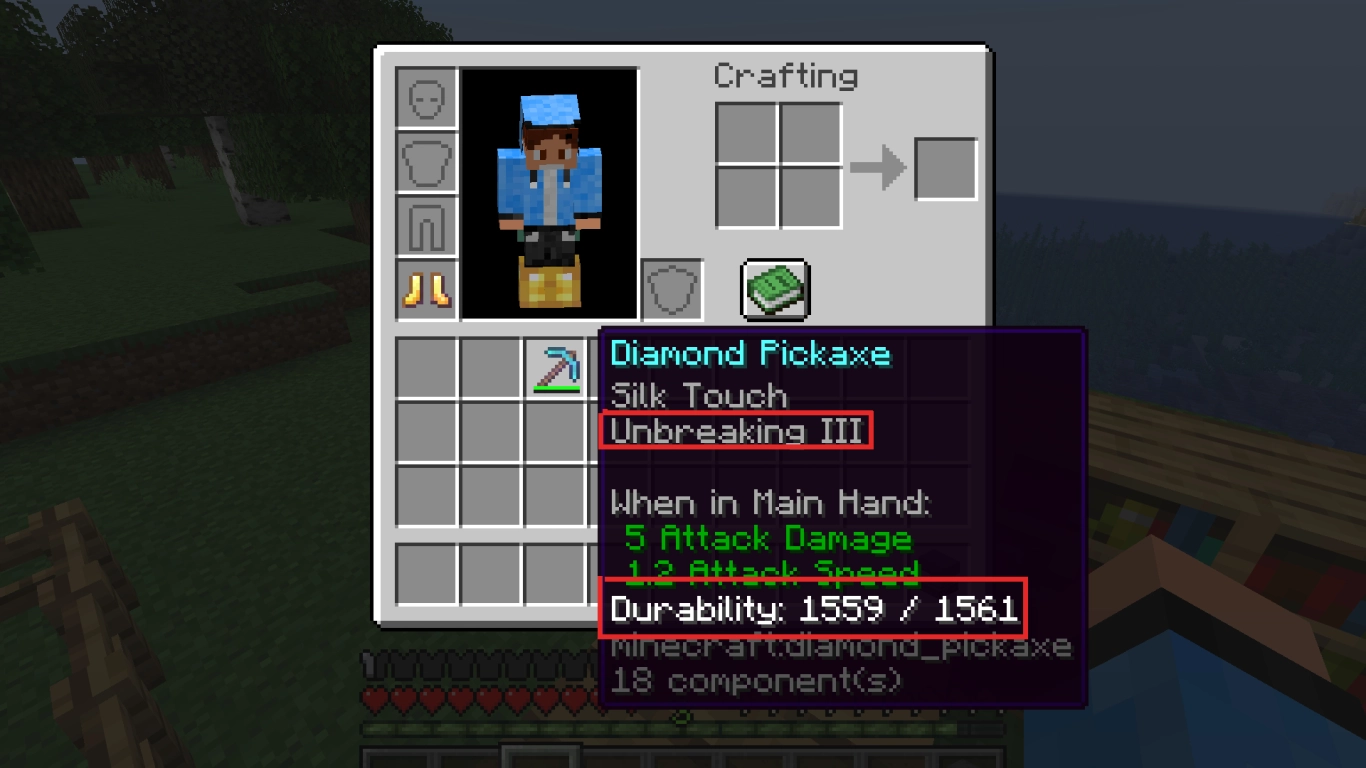 Minecraft Unbreaking enchantment extends the lifespan of tools and armor