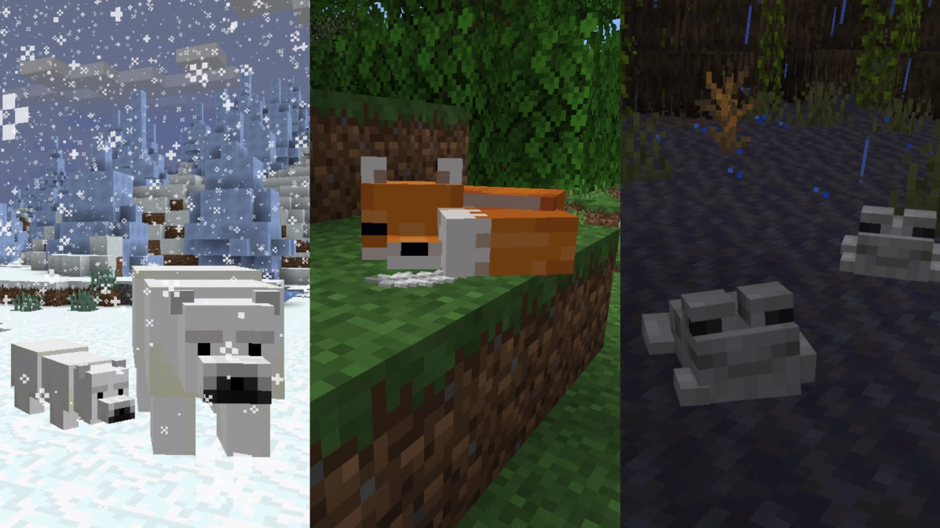 Animales raros en biomas de Minecraft: ranas, osos polares y zorros