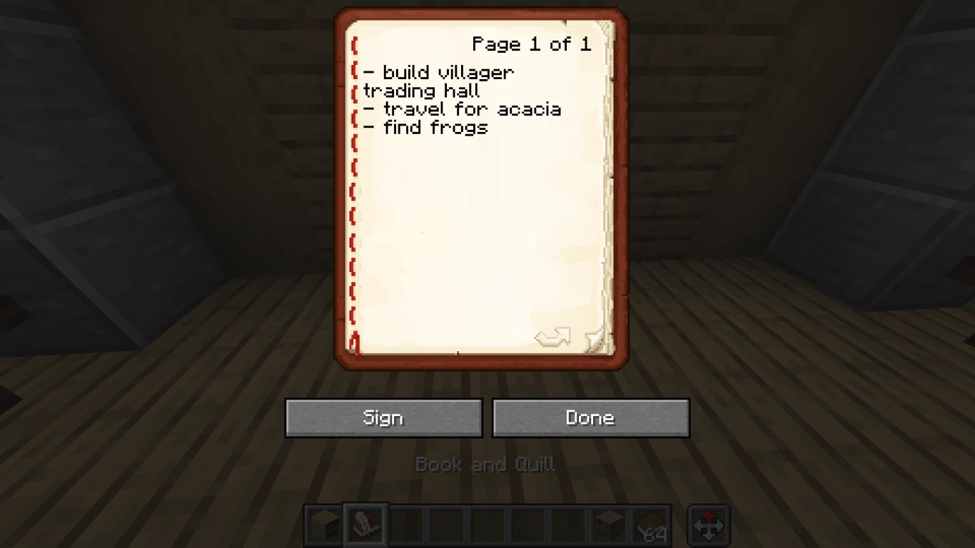 Libro y pluma para escribir notas en Minecraft