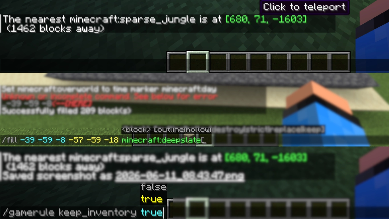 Overview of the most important Minecraft commands for singleplayer and servers