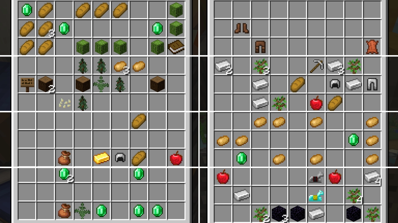 Minecraft village structures by profession with chest loot and workstations