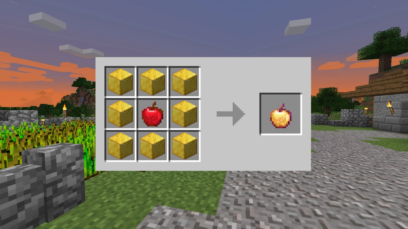 Fabricar manzana de oro encantada en Minecraft