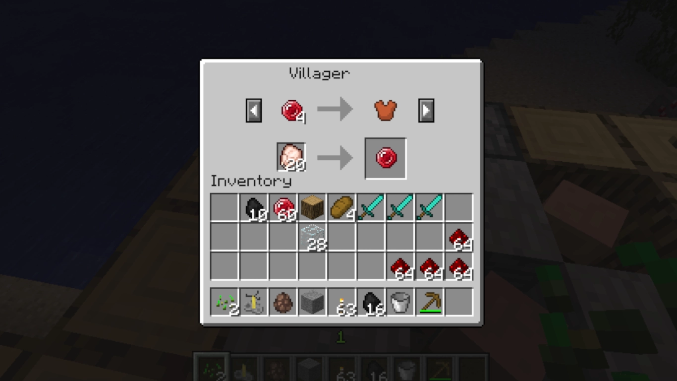 Rubíes de Minecraft como primeras esmeraldas