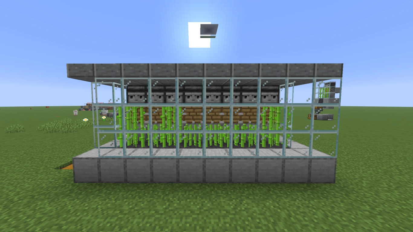 Automatic sugar cane farm in Minecraft using an Observer and Piston to produce paper