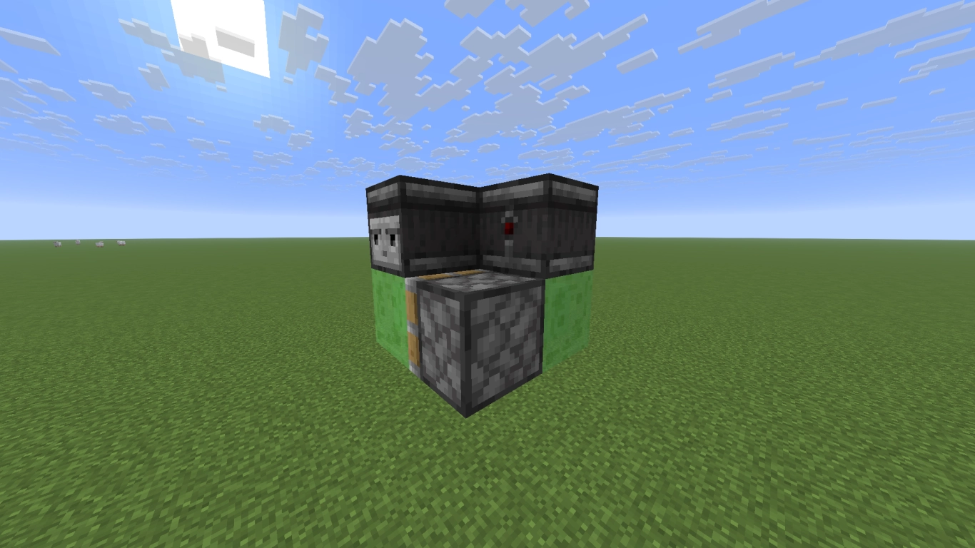 Simple Minecraft flying machine with slime blocks, observers, and sticky pistons