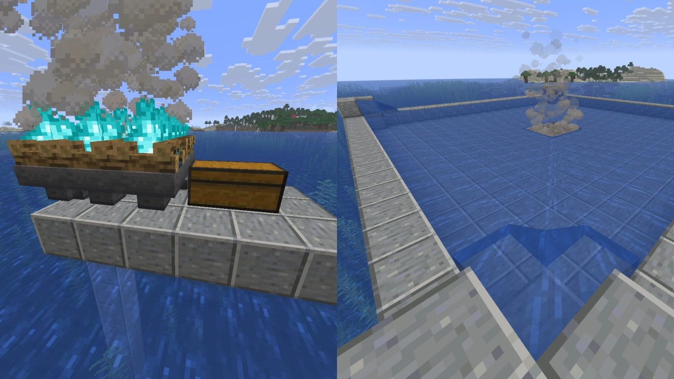 Collection basin with hoppers and soul campfires for the mob farm