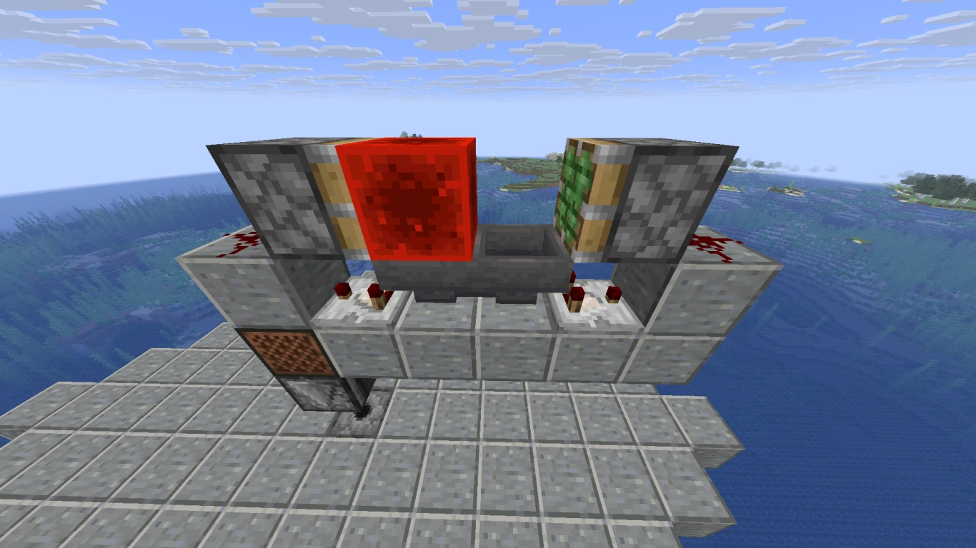 Hopper clock redstone mechanism for automatic water activation