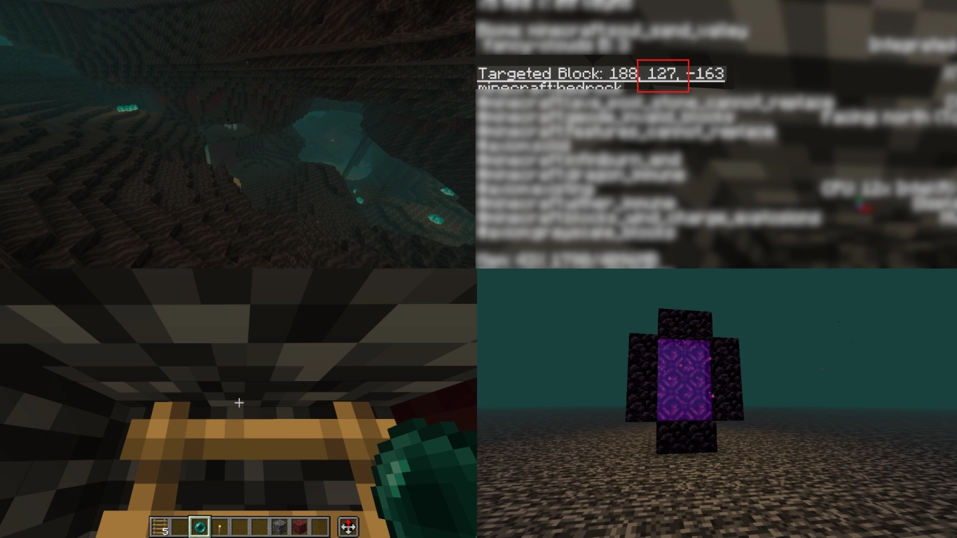 Acceder al techo del Nether con escalera, perla de ender y portal en Minecraft