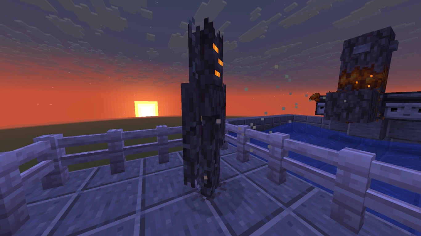 Granja automática de resina ampliable en Minecraft por la noche