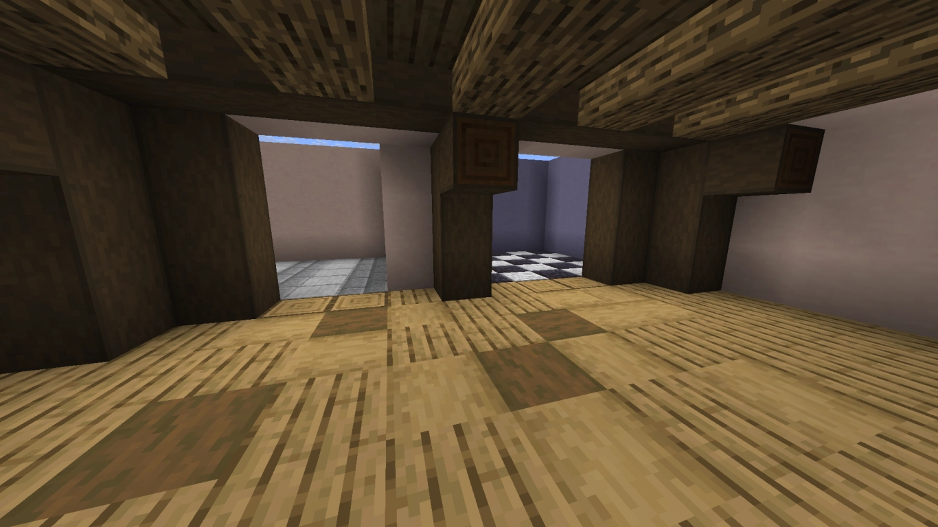 Diseño interior en Minecraft con paredes y techos dobles para estilos distintos por dentro y por fuera