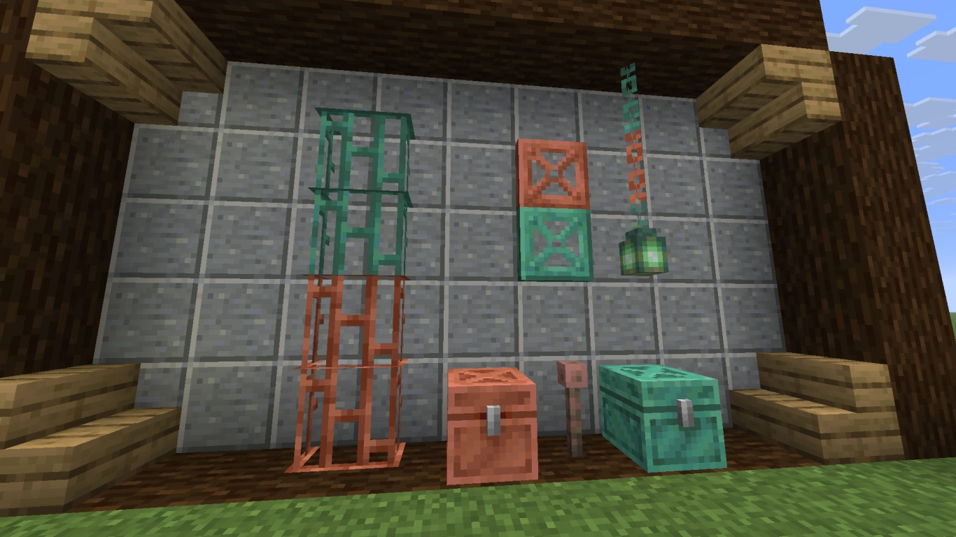 Nuevos bloques decorativos de cobre con oxidación: faroles, cadenas y rejas en Minecraft