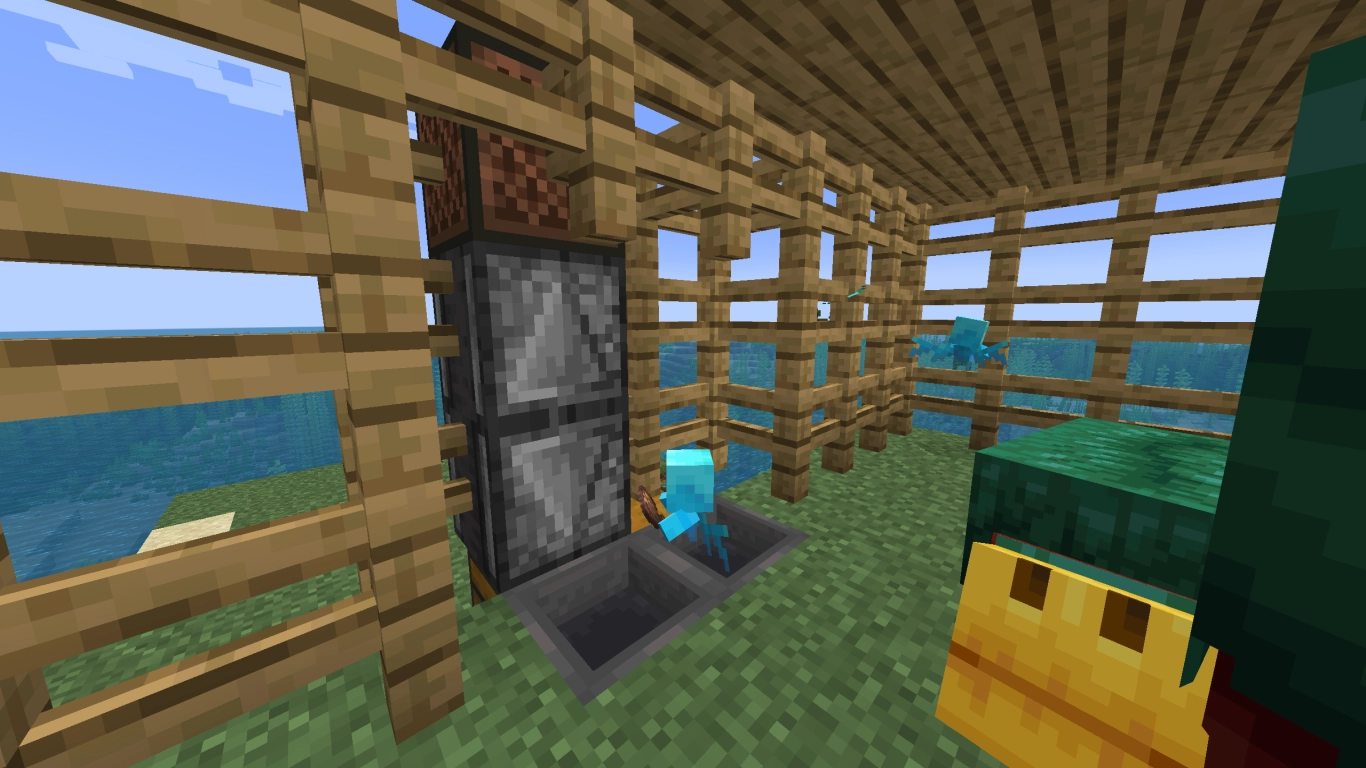 Allays collecting dug-up seeds in Minecraft