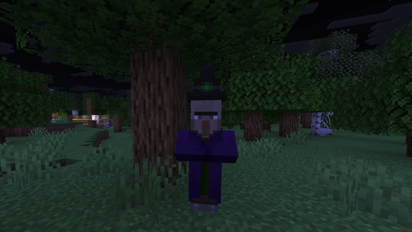 Minecraft witch throwing a potion at the player during a fight